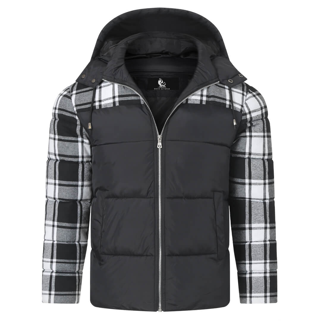 Plaid Puffer Jacket Mens Front Zipped View | The Ashwell