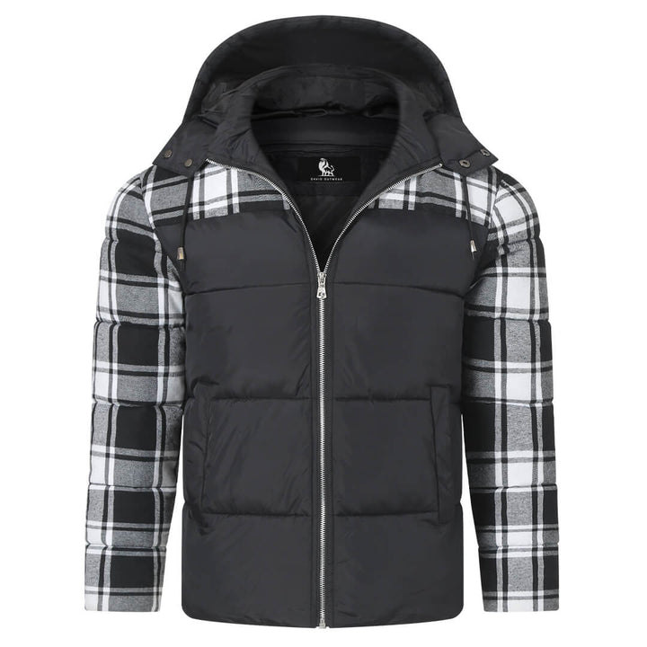 Plaid Puffer Jacket Mens Front Zipped View | The Ashwell