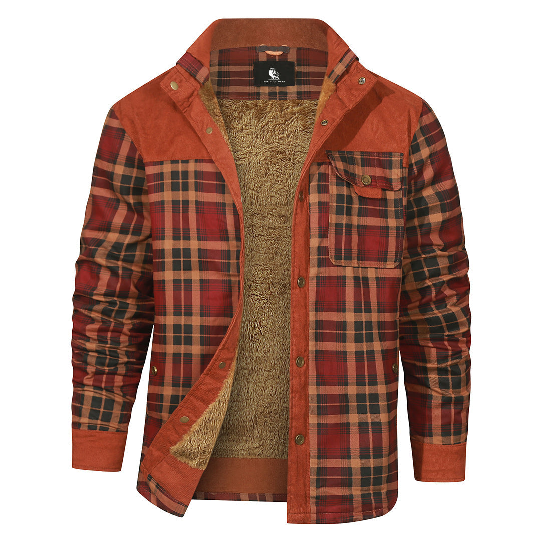 Plaid Shirt Jacket Classic Red Mens Front View | The Ashwell