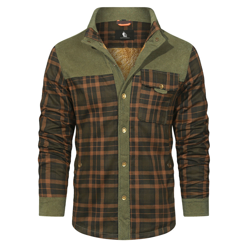 Plaid Shirt Jacket Forest Green Mens Side View | The Ashwell