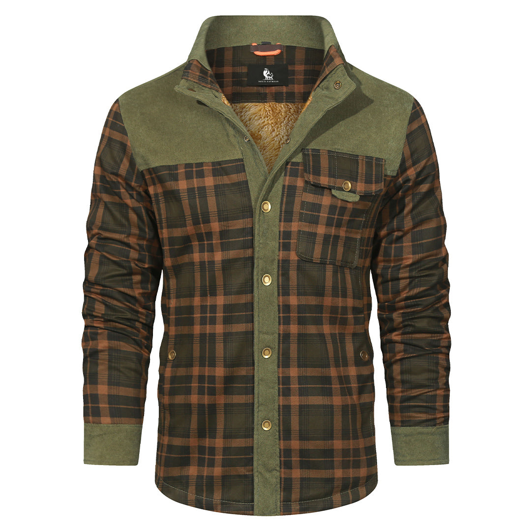Plaid Shirt Jacket Forest Green Mens Side View | The Ashwell