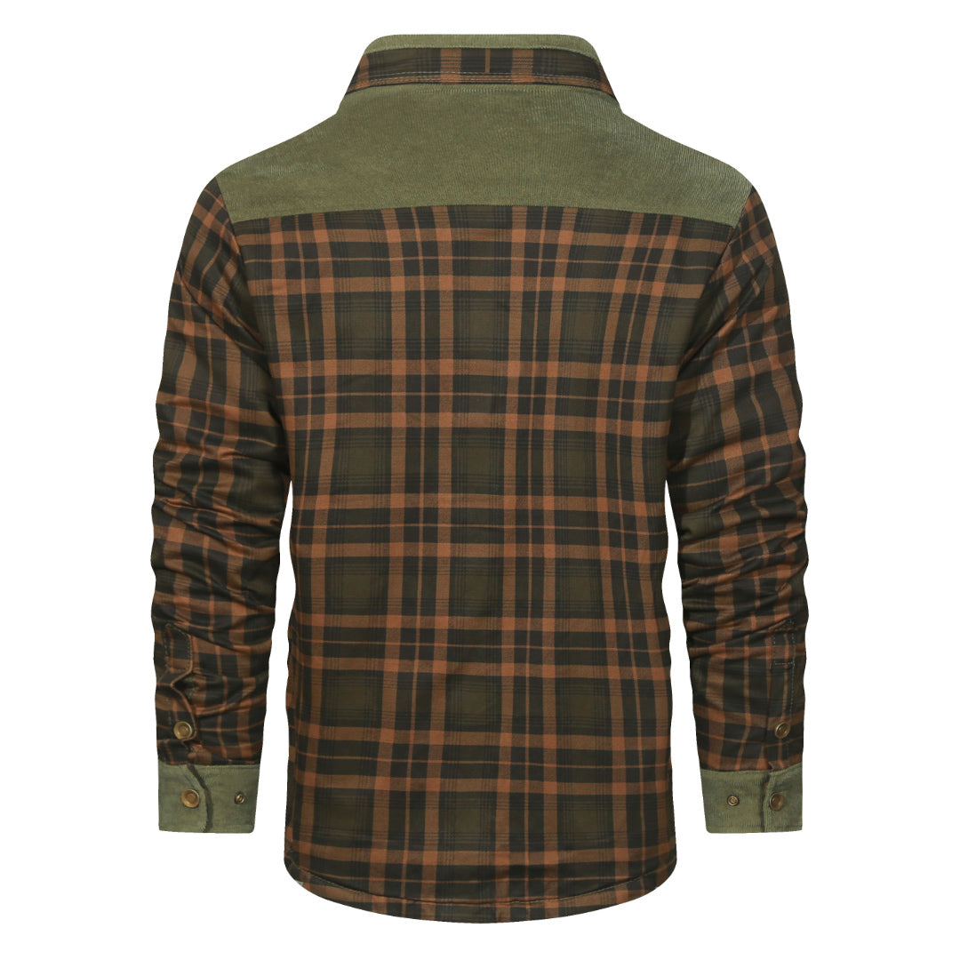 Plaid Shirt Jacket Forest Green Mens Back View | The Ashwell