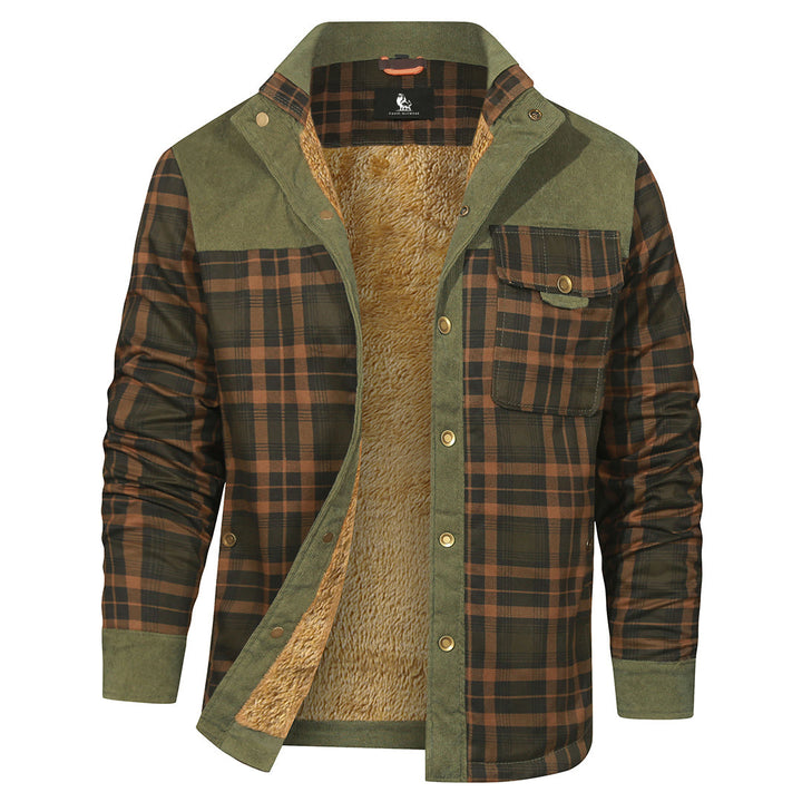 Plaid Shirt Jacket Forest Green Mens Front View | The Ashwell