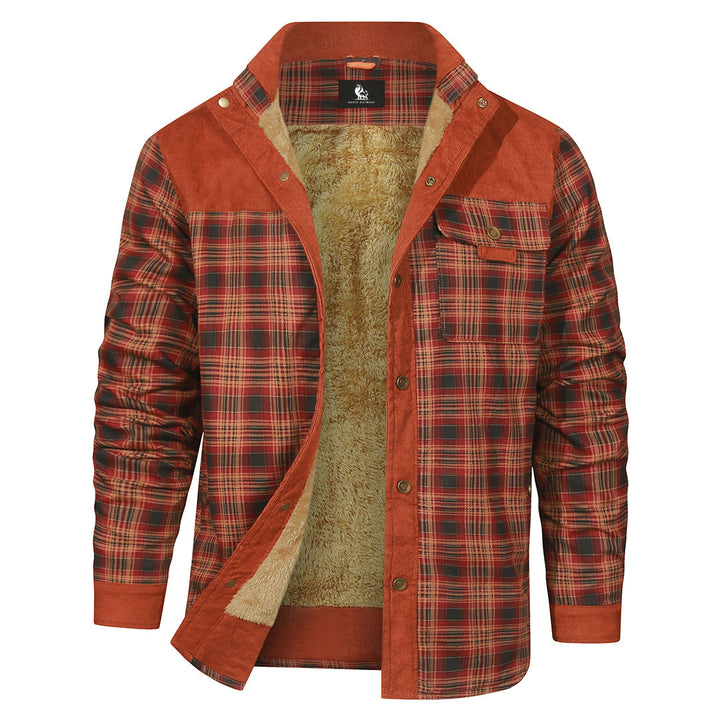 Plaid Shirt Jacket Vintage Red Mens Front View | The Ashwell