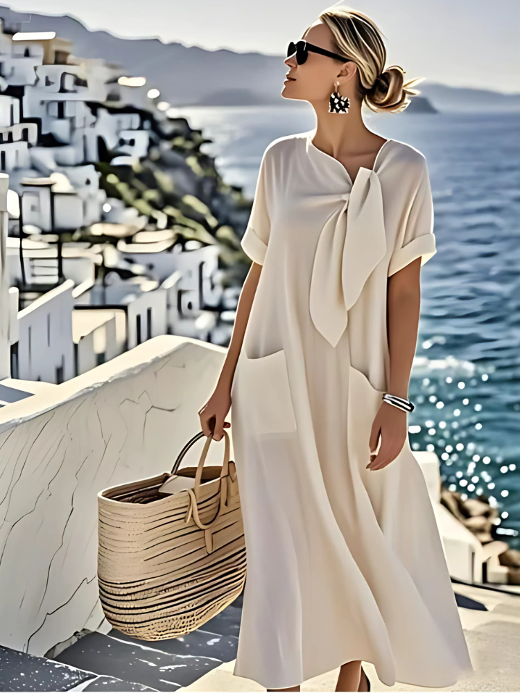 Ella Elegant Summer Dress with Pockets — front view