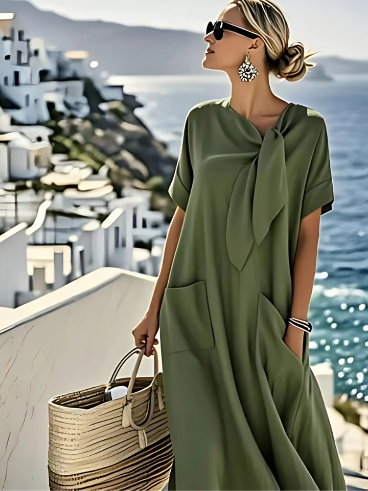Ella Elegant Summer Dress with Pockets — back view