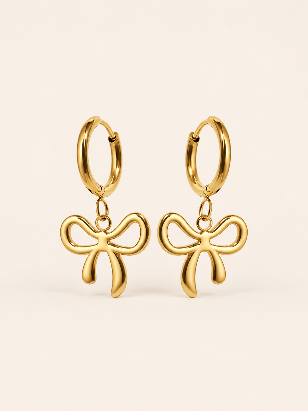 Quenby | Bow Hoop Earrings with Drop Charm