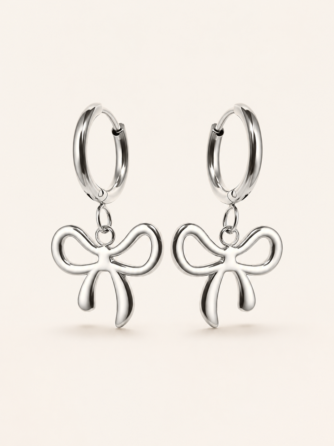 Quenby | Bow Hoop Earrings with Drop Charm