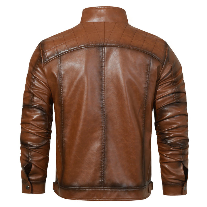 Roadster Black Leather Jacket Men Back View | The Ashwell