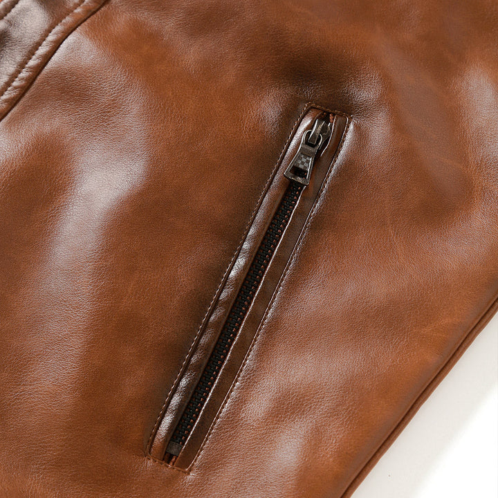 Roadster Black Leather Jacket Collar Detail | The Ashwell