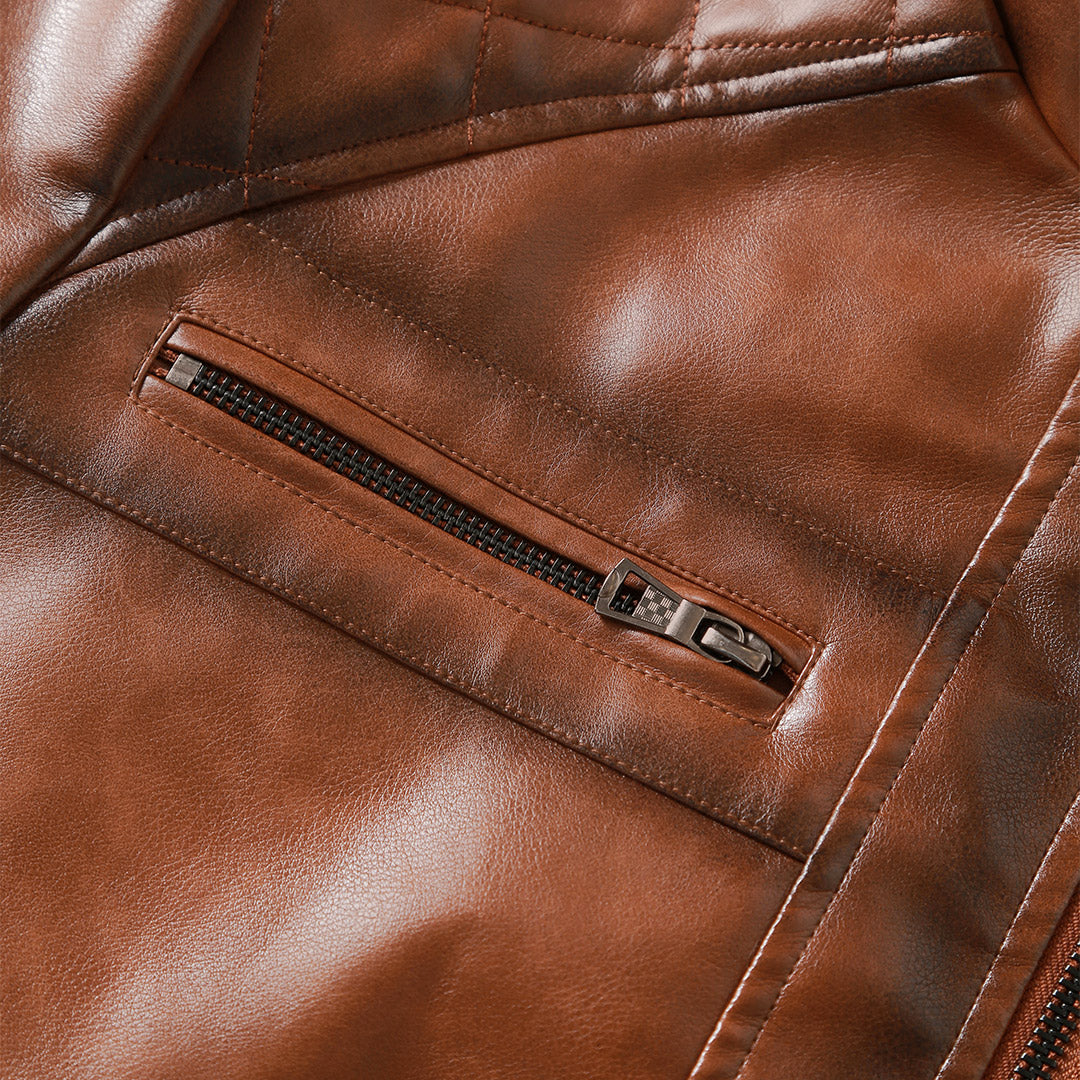 Roadster Black Leather Jacket Zipper Detail | The Ashwell