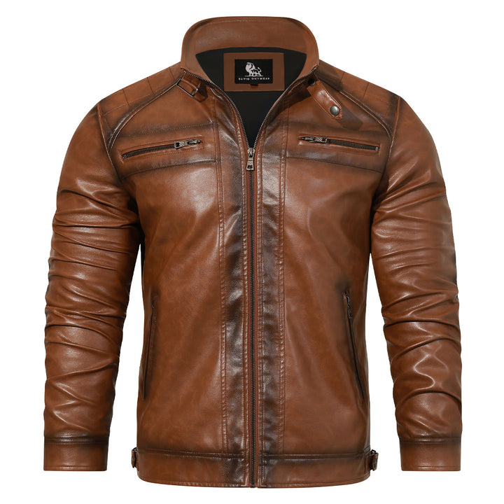 Roadster Black Leather Jacket Men Front View | The Ashwell