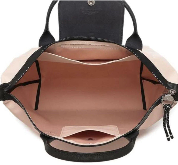 Longchamp Le Pliage Energy L Top Handle Crossbody Bag Pink leather trim detail