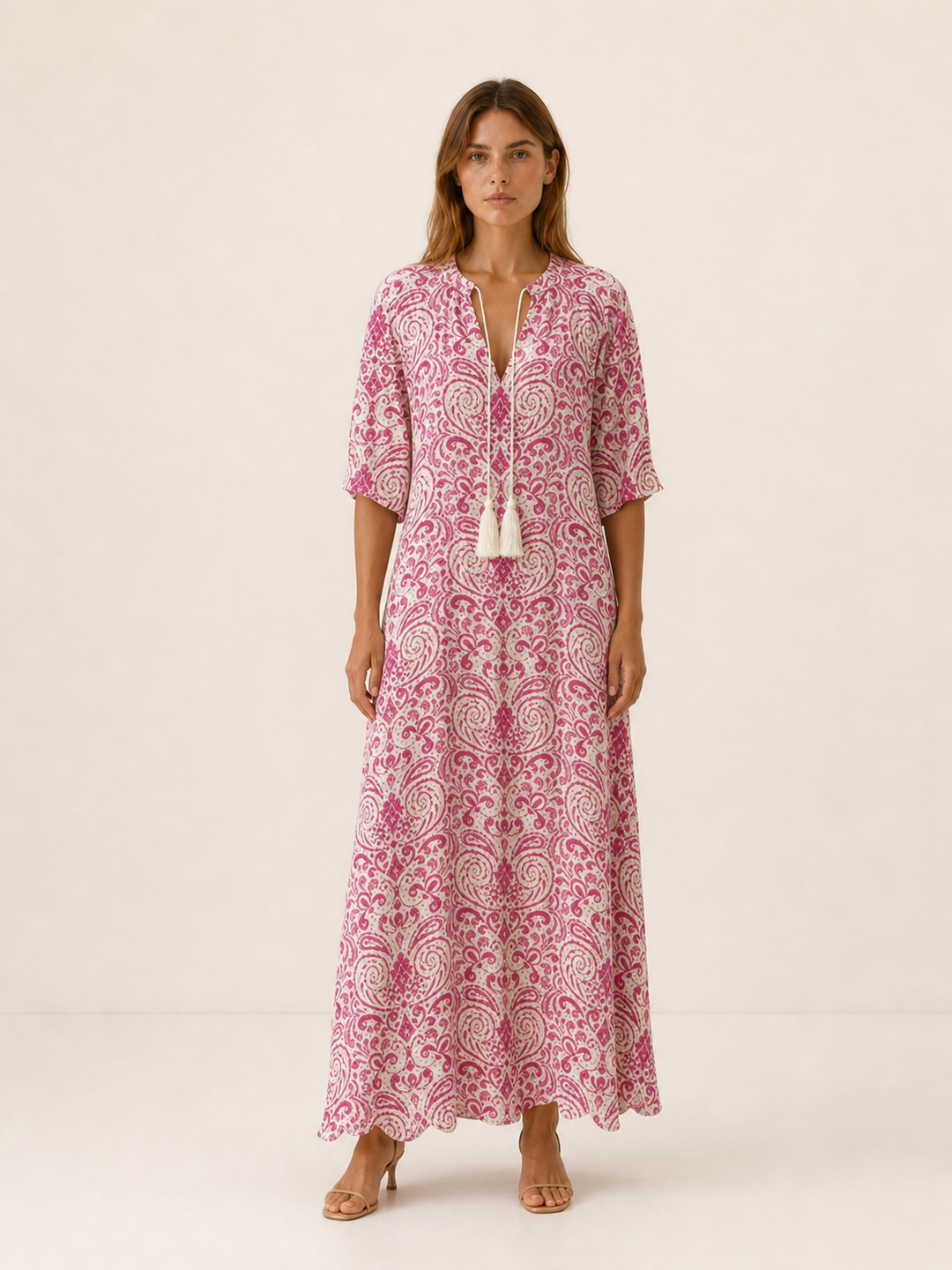 Blue Boho Maxi Dress with Tassel Detail – lifestyle