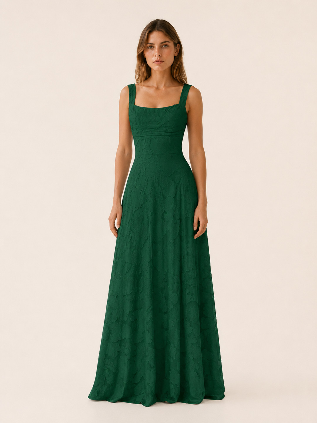 Pink Floral Lace Maxi Dress with Square Neckline – lifestyle