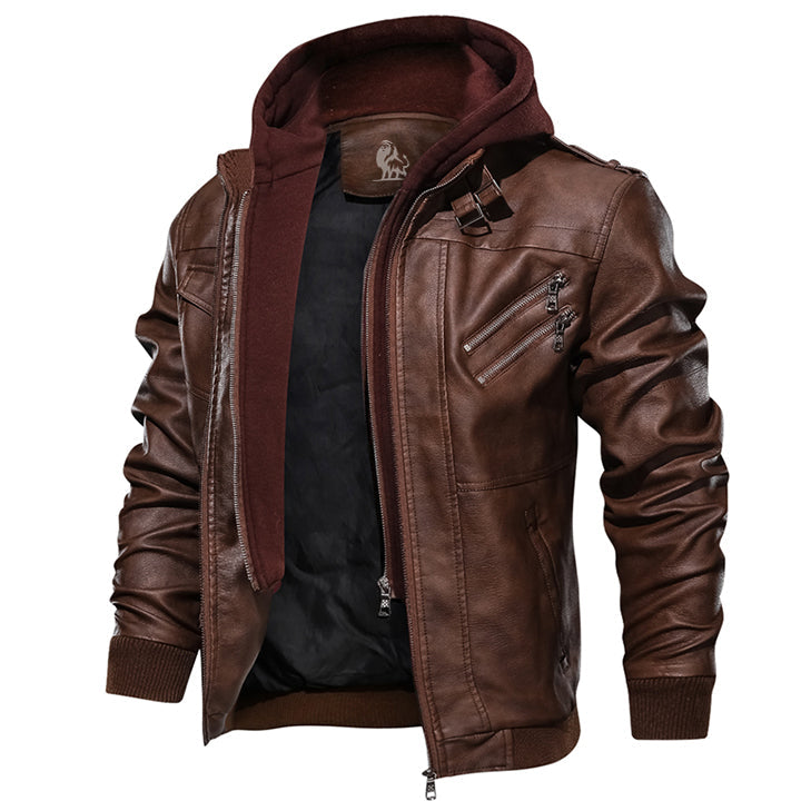 Salvador Brown Leather Jacket Men front view