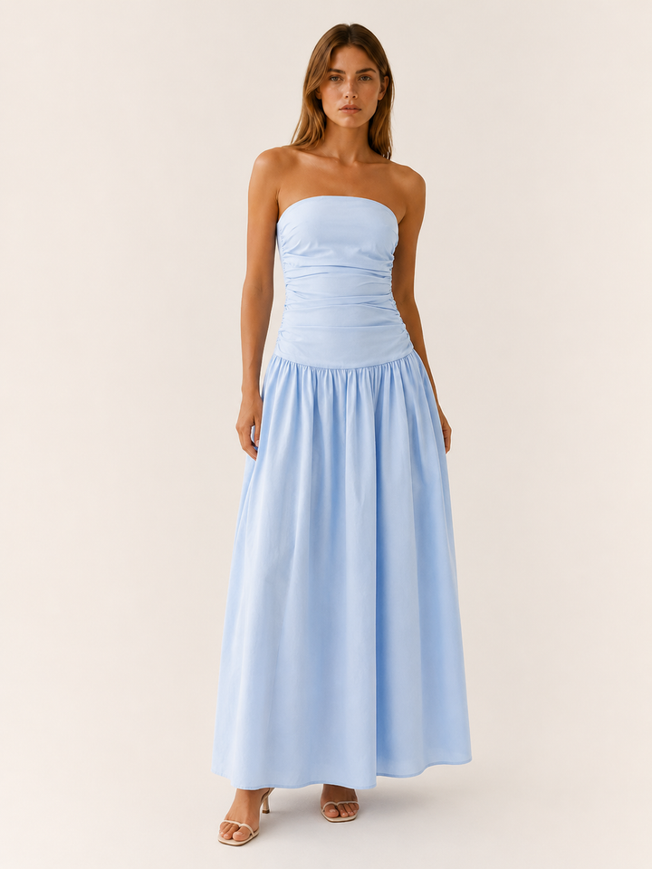 Blue Sleeveless Maxi Dress for Summer Events – front view