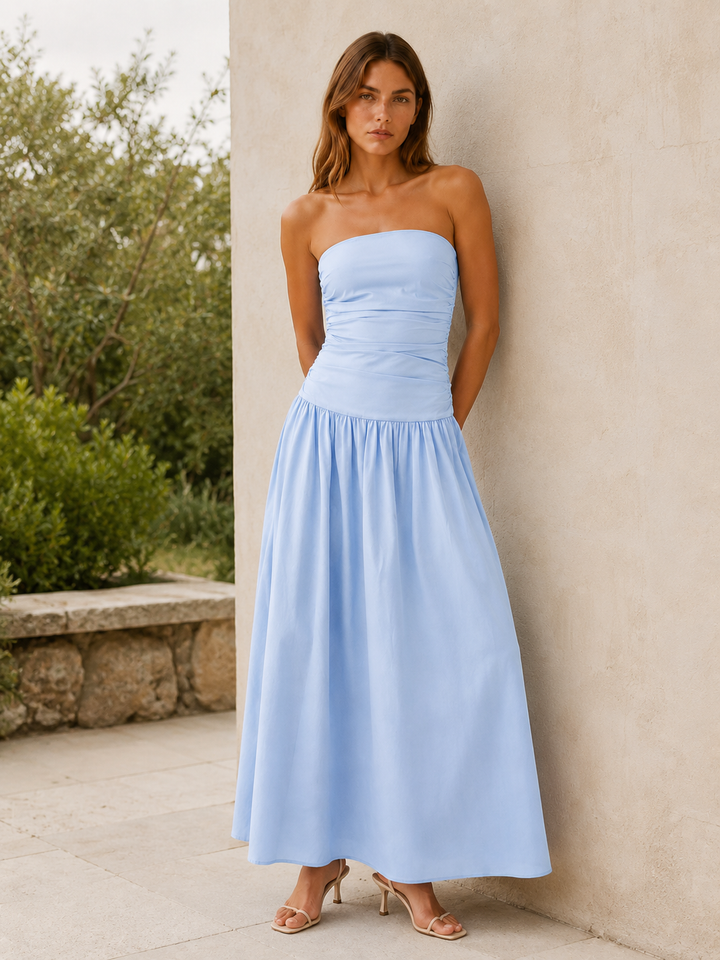 Blue Sleeveless Maxi Dress for Summer Events – back view