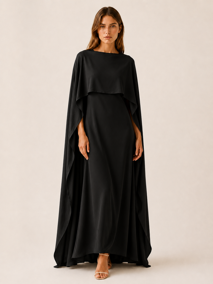 White Draped Sleeve Abaya with Maxi Length – detail view