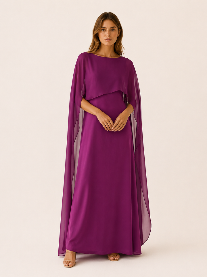 White Draped Sleeve Abaya with Maxi Length – full length view