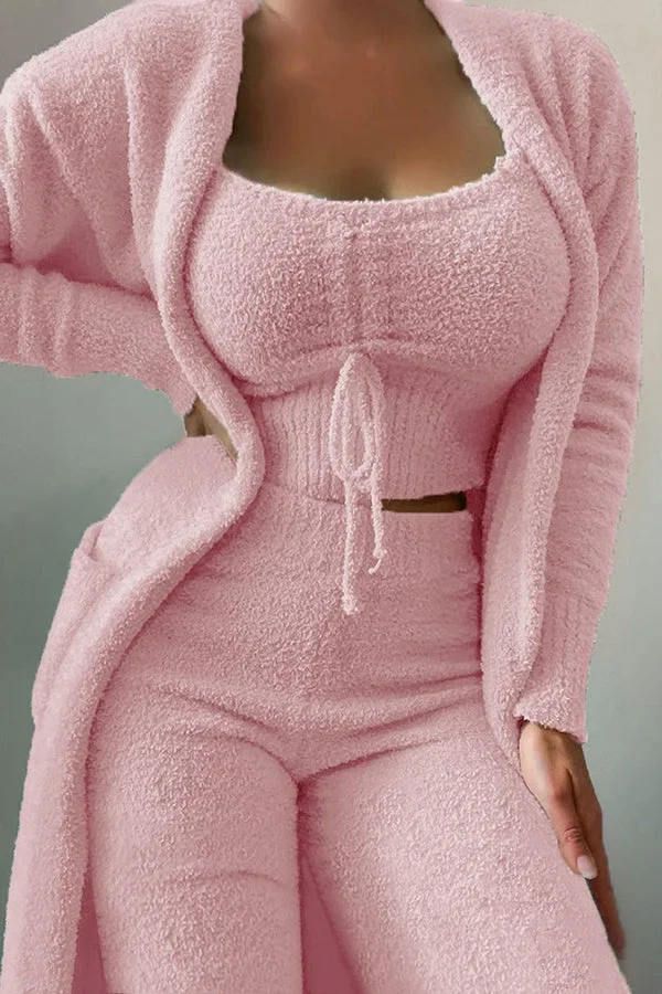 Aubrey Super Soft 3 Piece Fleece Pajama Pants Set — front view