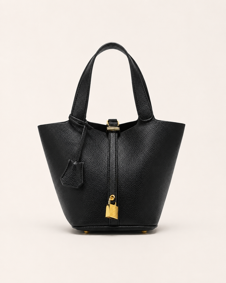 Talia | Leather Bucket Bag with Gold Clasp