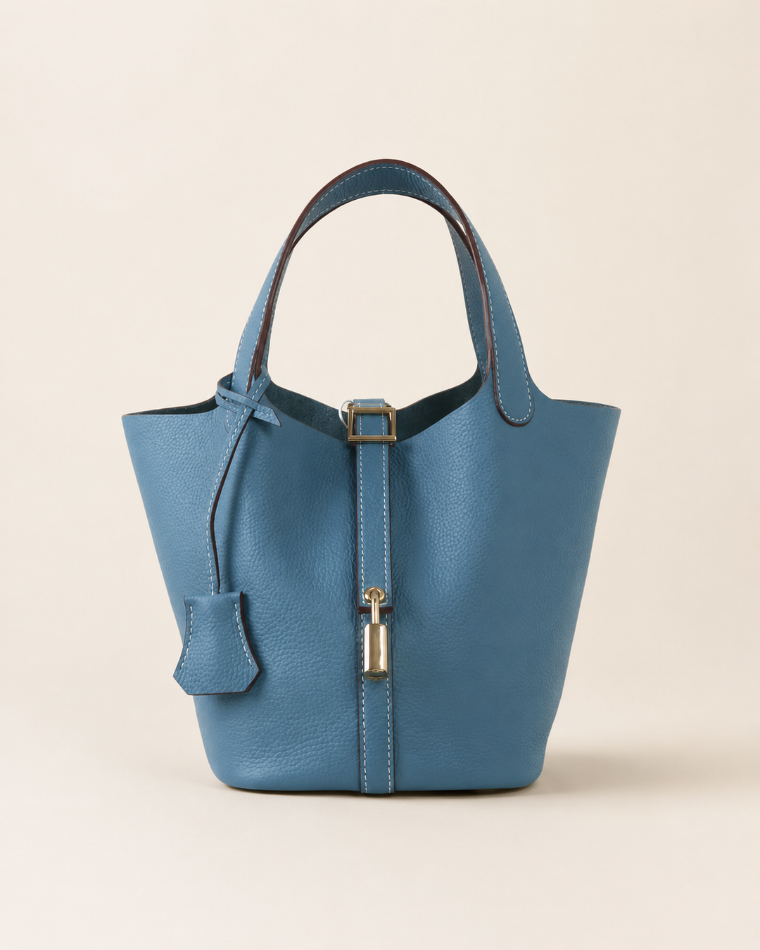 Talia | Leather Bucket Bag with Gold Clasp