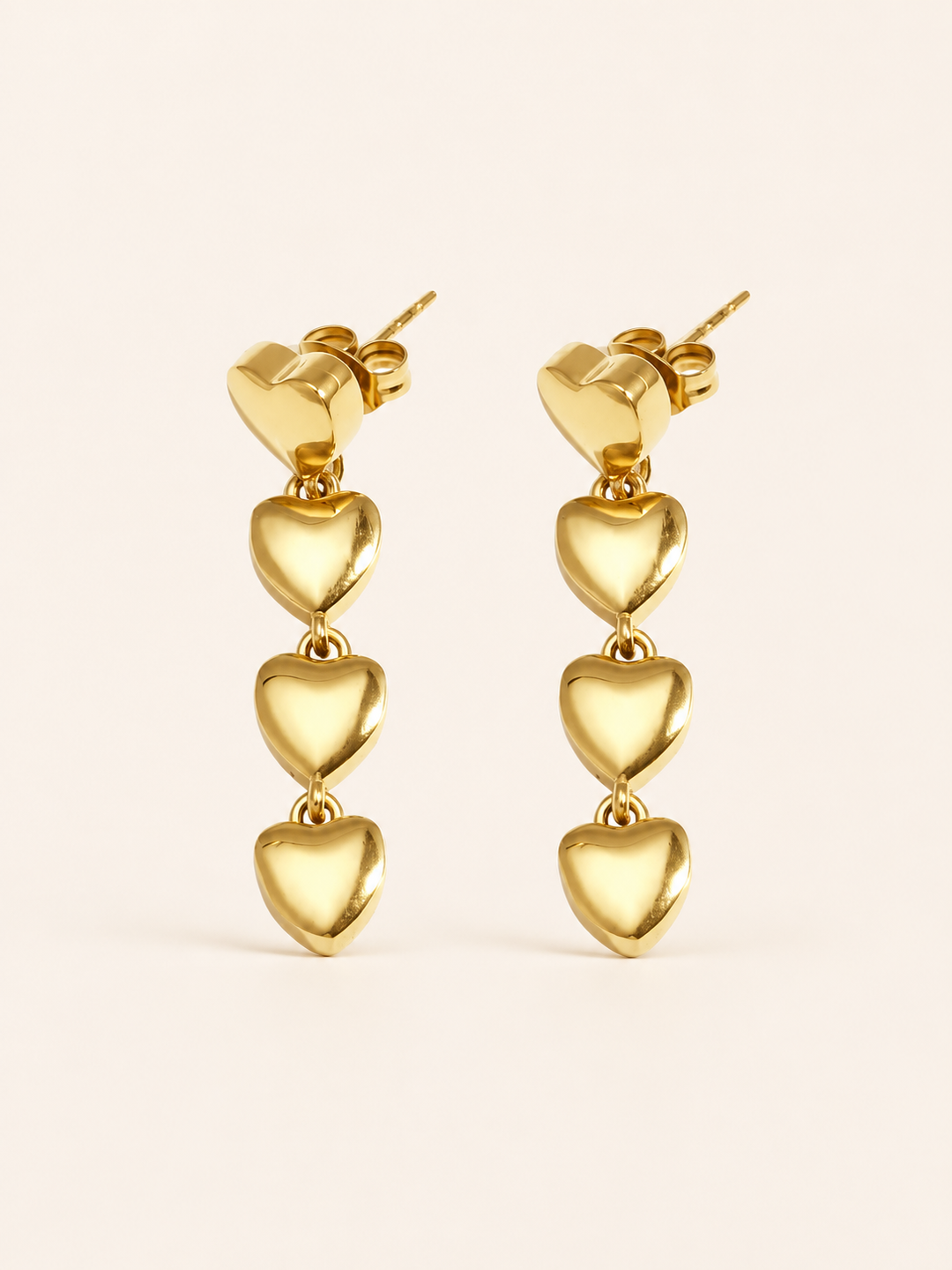Taryn | Heart Drop Earrings with Polished Charms