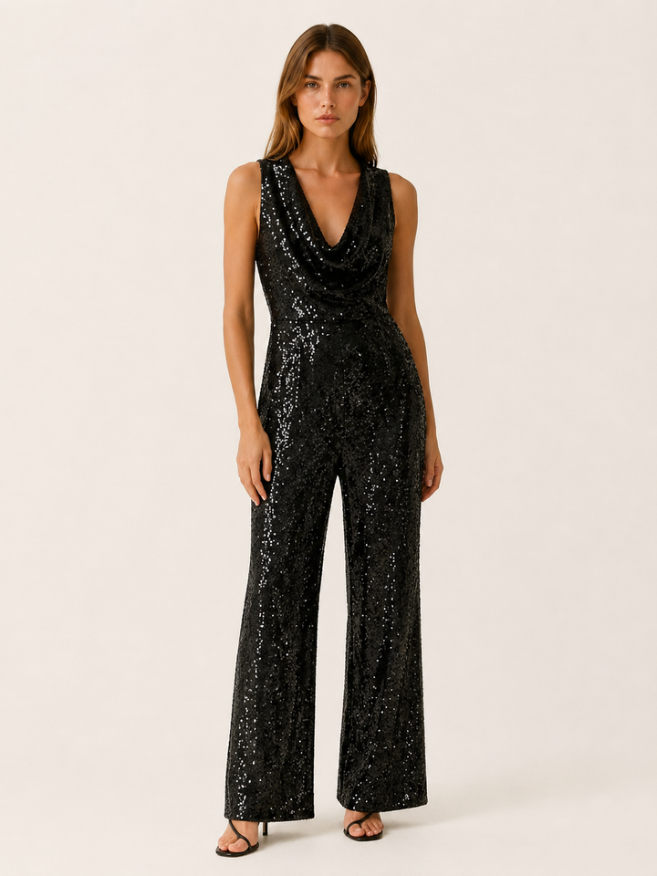 Taryn | Sequin Jumpsuit with Halter Neckline