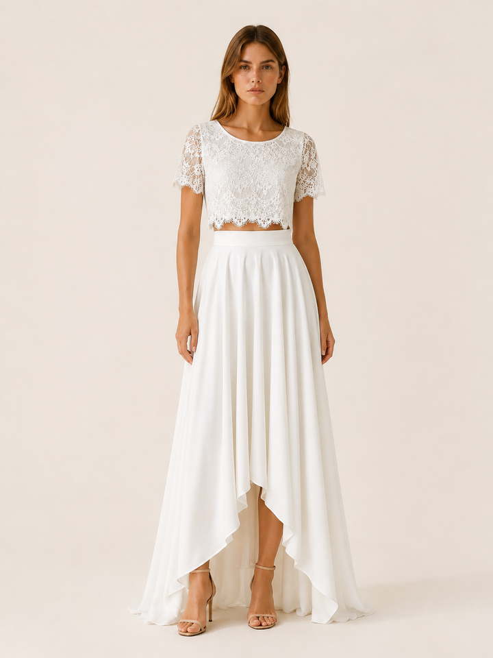 Tess | Two Piece Bridal Gown with Lace Top
