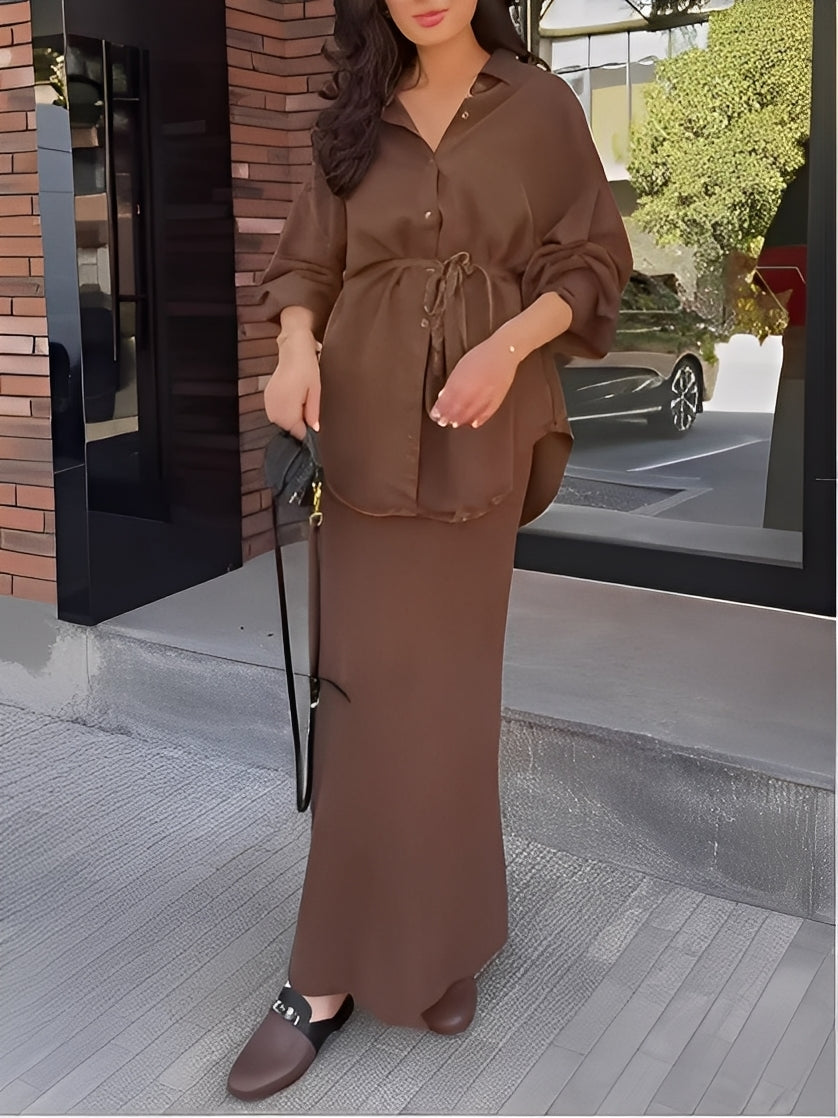 Radomira flowing skirt set – styled look