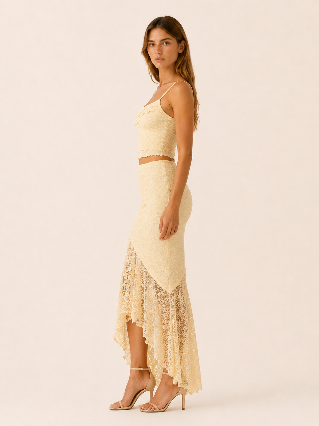 Yara | Lace Maxi Skirt Set with Ruffle Hem