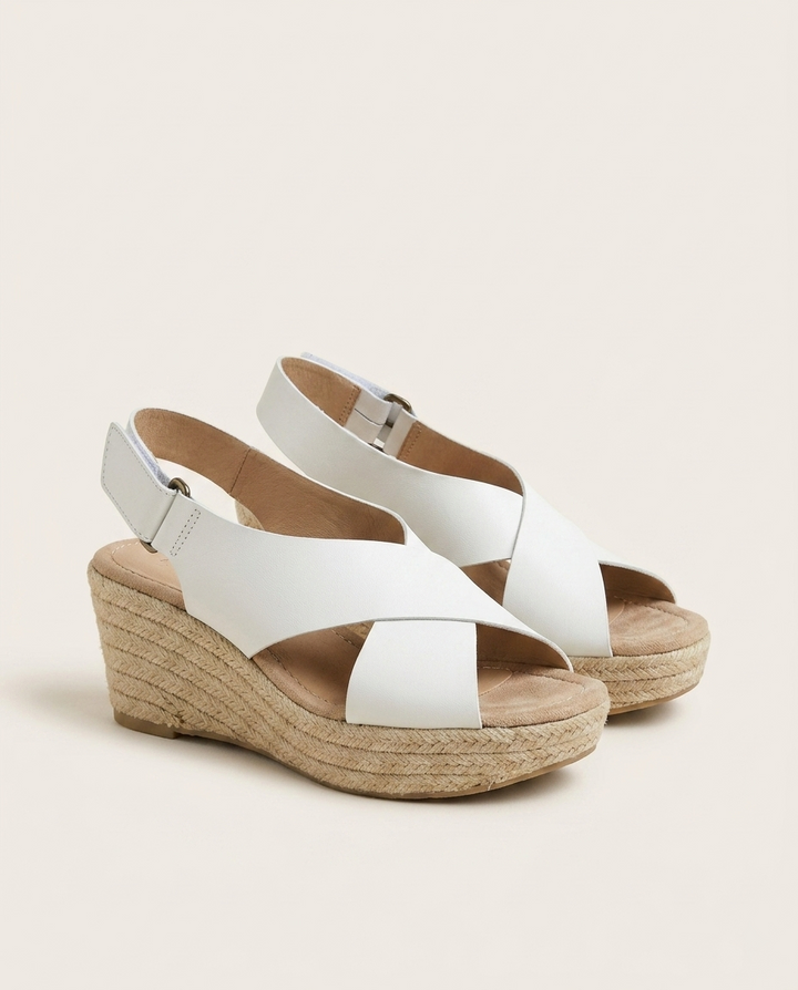 Zelaya | Wedge Sandals with Cross Strap Design